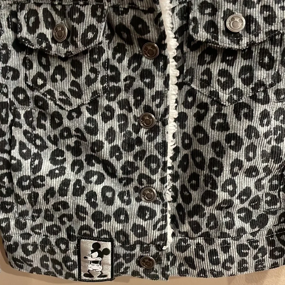 Disney baby girls MICKEY MOUSE corduroy faux Sherpa jacket gray animal pockets 2